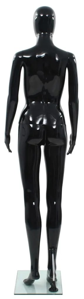 Manequim feminino completo base em vidro 175 cm preto brilhante