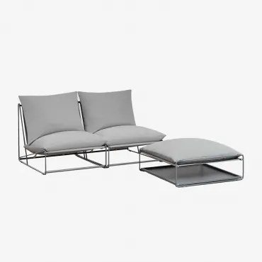 Sofá Modular De Jardim De 2 Peças E Puff Conversível Amaro Cinza - Sklum