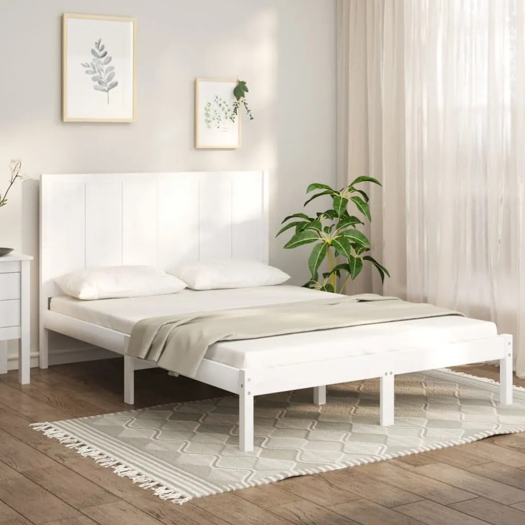 vidaXL Cama sem colchão 120x190 cm madeira de pinho maciça branco