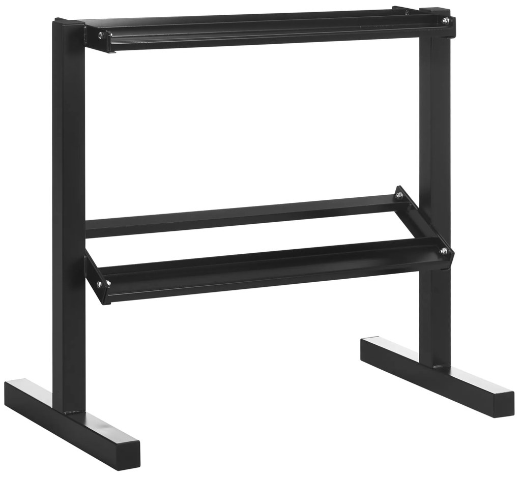 Suporte para Halteres de 2 Níveis Suporte de Armazenamento para Halteres 92,5x50,5x80,5 cm Preto