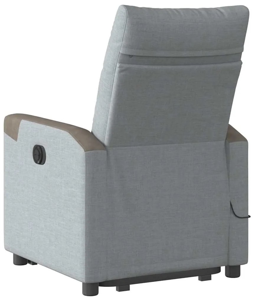 Poltrona elétrica reclinável massagens tecido cinzento-claro
