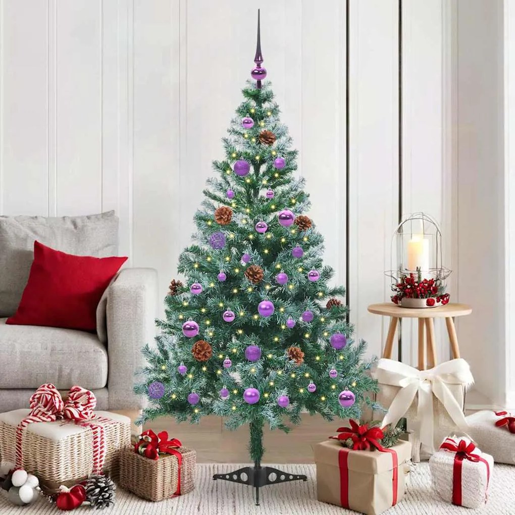 vidaXL Árvore de Natal Artificial com 150 LEDs Verde 150 cm PVC e Aço