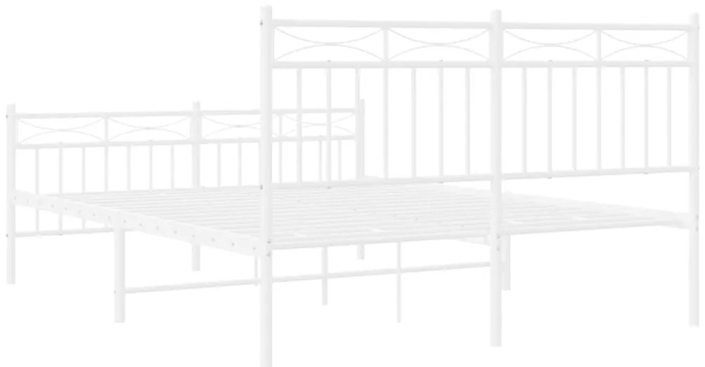 Estrutura de cama com cabeceira e pés 135x190 cm metal branco