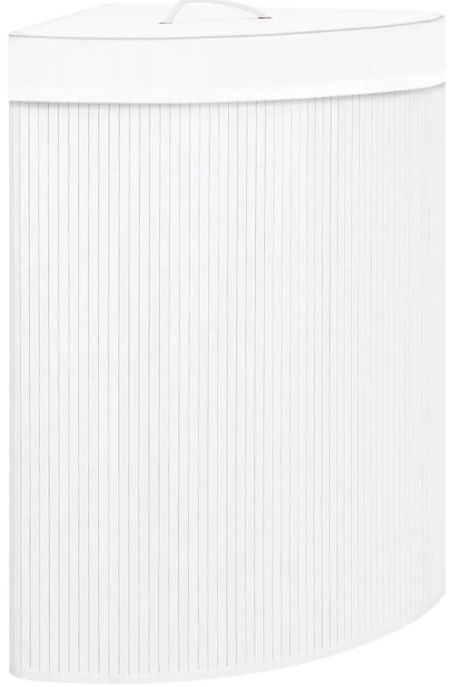 Cesto de canto para roupa suja 60 L bambu branco