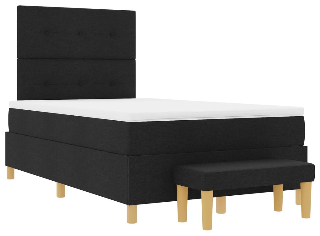 Cama Box Spring com Colchão e Banco vidaXL Preta 120x200 cm Tecido
