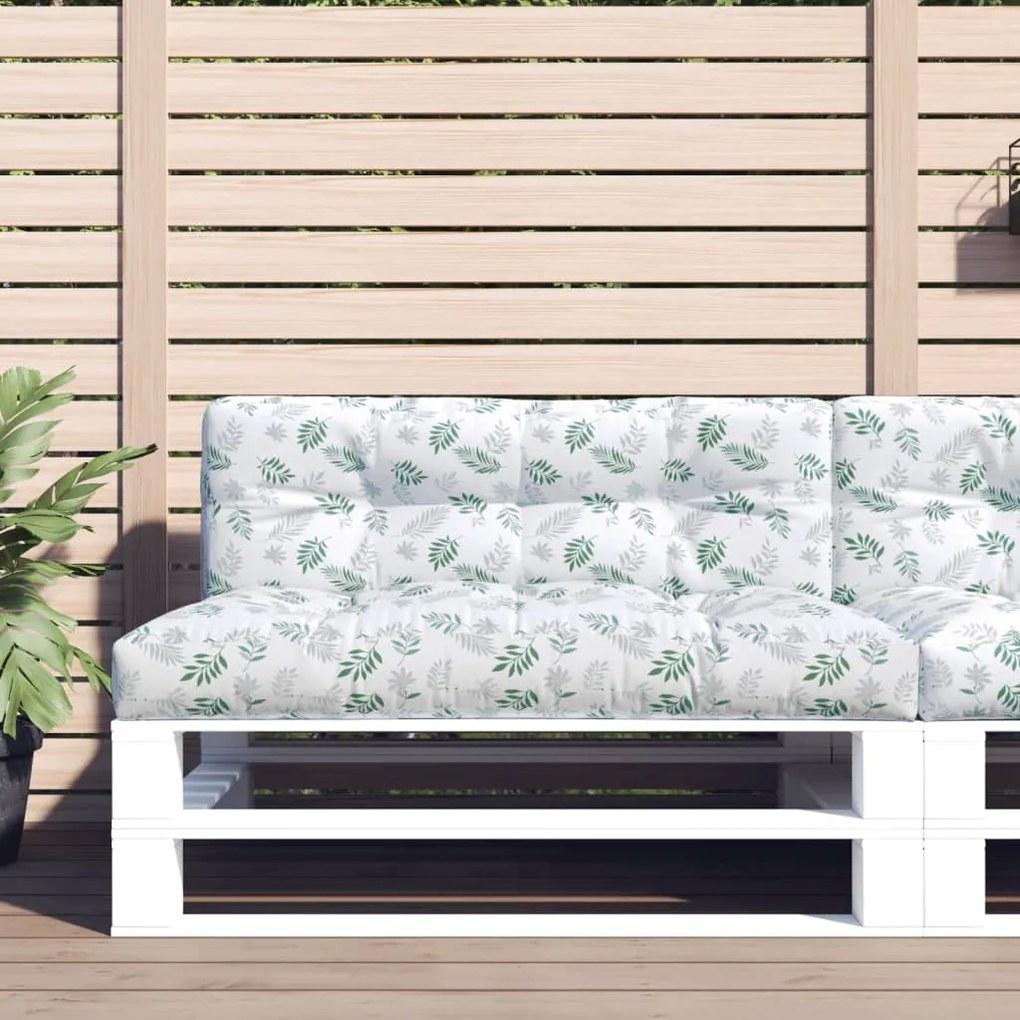 vidaXL Almofadão para sofá de paletes 120x40x12cm tecido padrão folhas