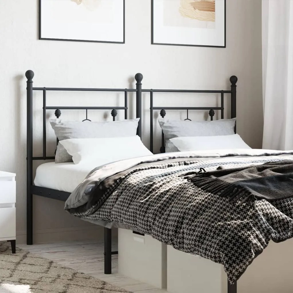 vidaXL Cabeceira de cama 135 cm metal preto