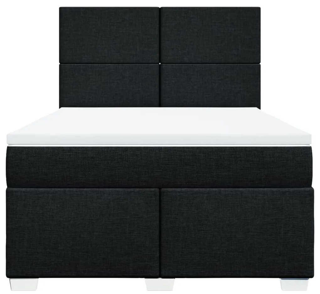 Cama com molas/colchão 160x200 cm tecido preto