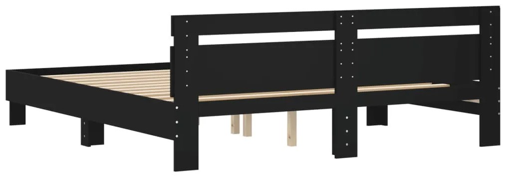 Estrutura cama c/ cabeceira 160x200 cm derivados madeira preto