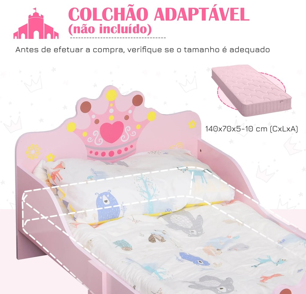 Cama de Criança +3 anos 143x73x60 cm Cama de Criança em Madeira com Es