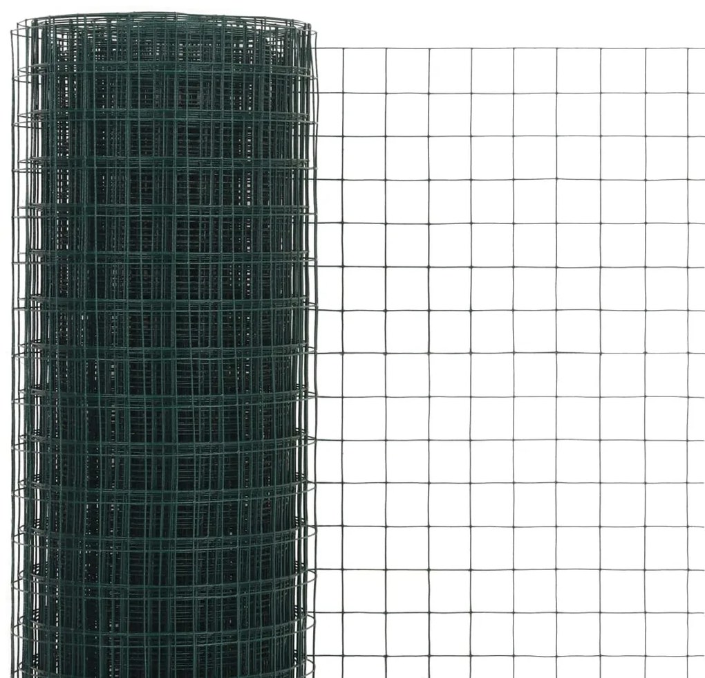 Cerca arame galinheiro 25x0,5 m aço c/ revestimento PVC verde
