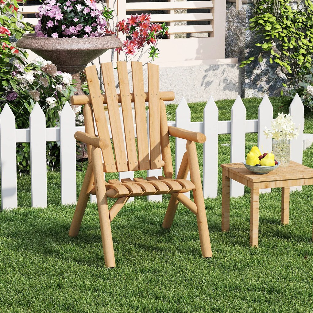 Cadeira de Jardim, 80 x 66 x 107 cm, Encosto Alto, Natural