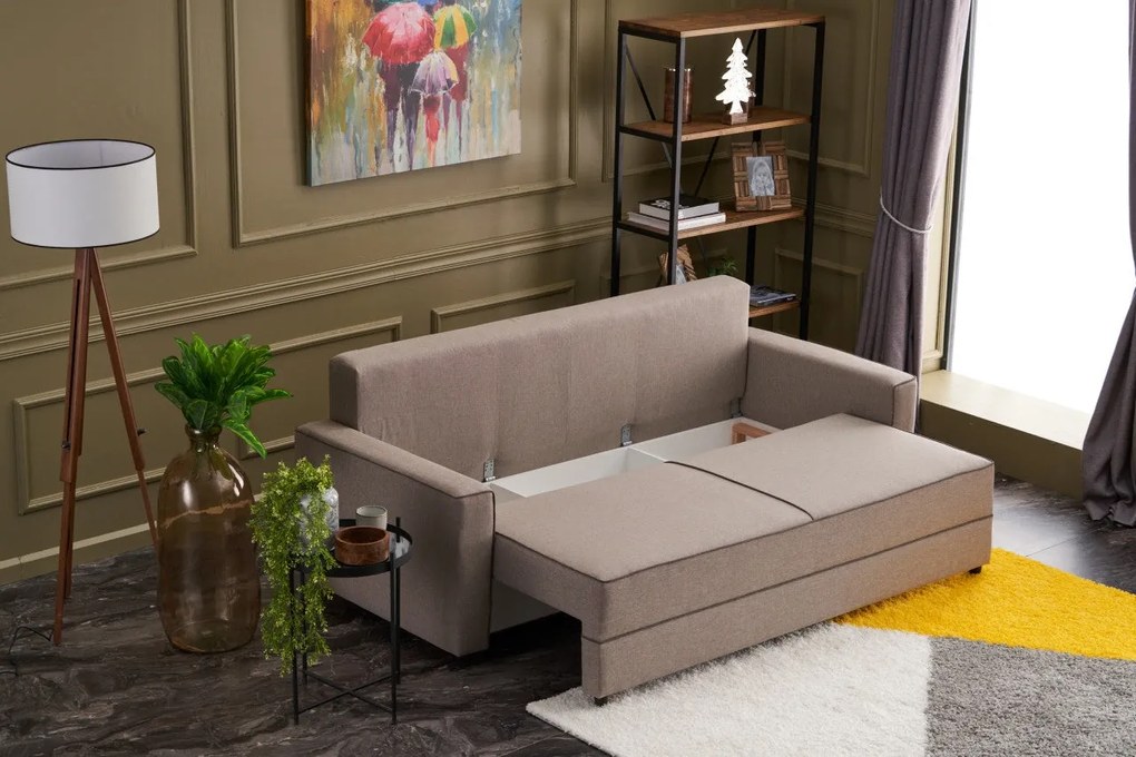 Sofá-cama de 3 lugares Ece – Creme – 215x88x90 cm