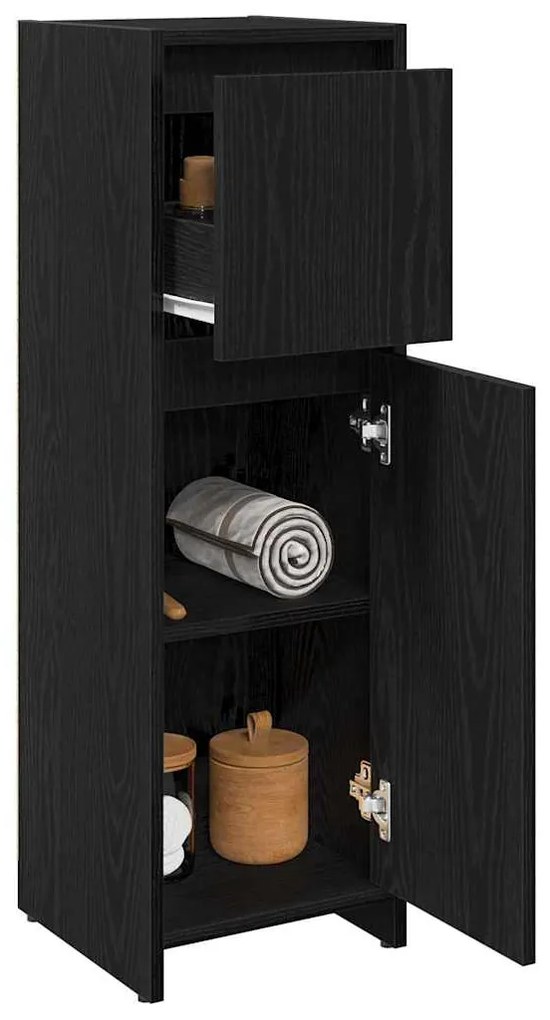 Armário de Casa de Banho vidaXL Preto Carvalho 30x30x95 cm Madeira de