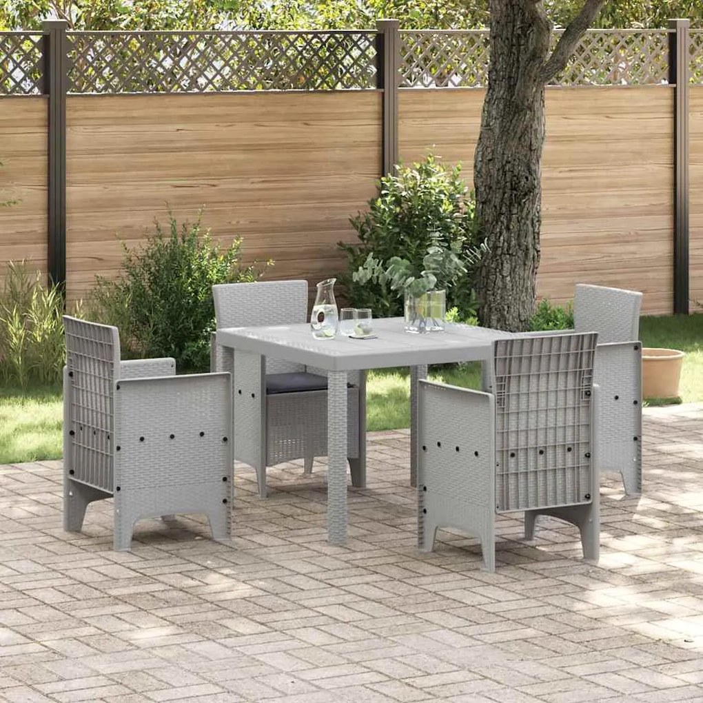 vidaXL Conjunto de Jantar de Jardim 5 pcs Cinzento-claro Rattan / Vime