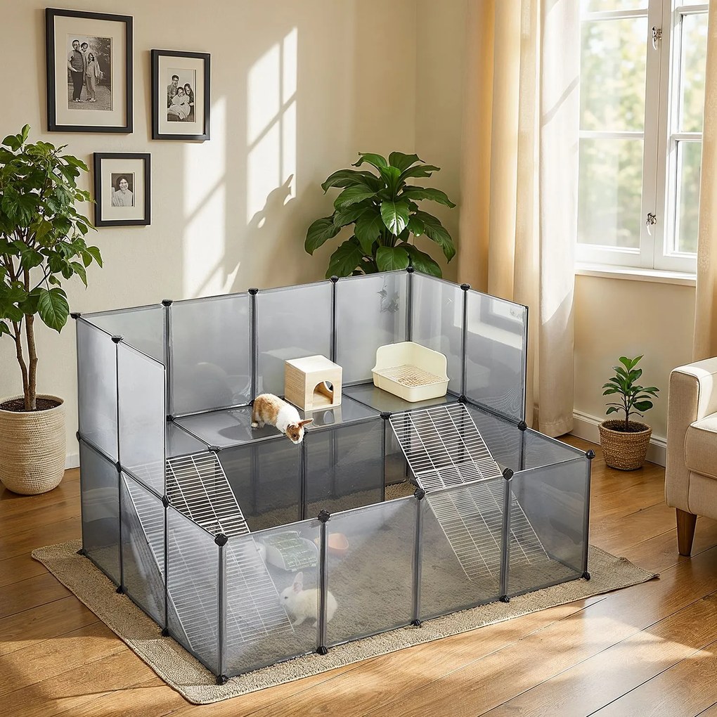 Parque para pequenos animais, 143 x 108 x 93 cm cinzento
