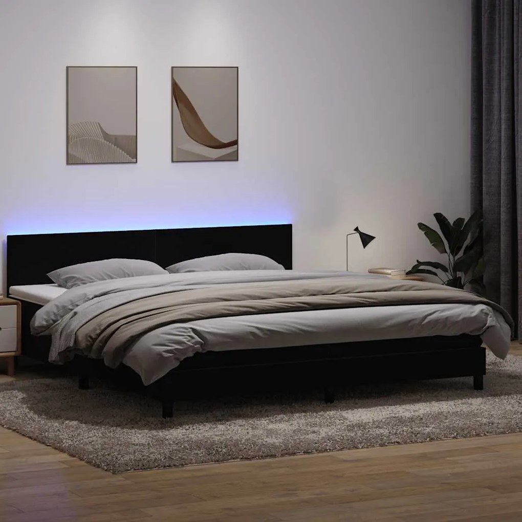 vidaXL Cama box spring c/ colchão e LED 200x220 cm veludo preto