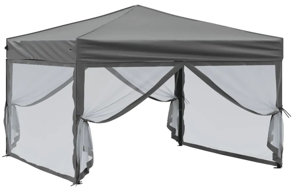 Tenda para festas dobrável com paredes laterais 3x3 m antracite