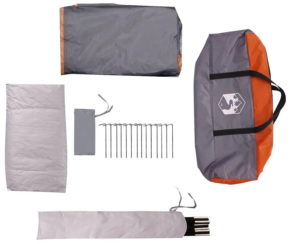 Tenda familiar estilo Igloo 6 pessoas imperm. cinza/laranja