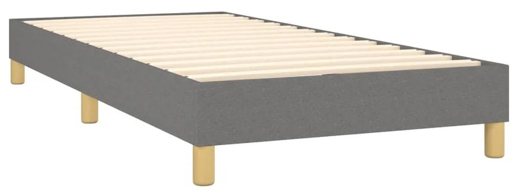 Cama box spring c/ colchão e LED 80x200 cm tecido cinza-escuro