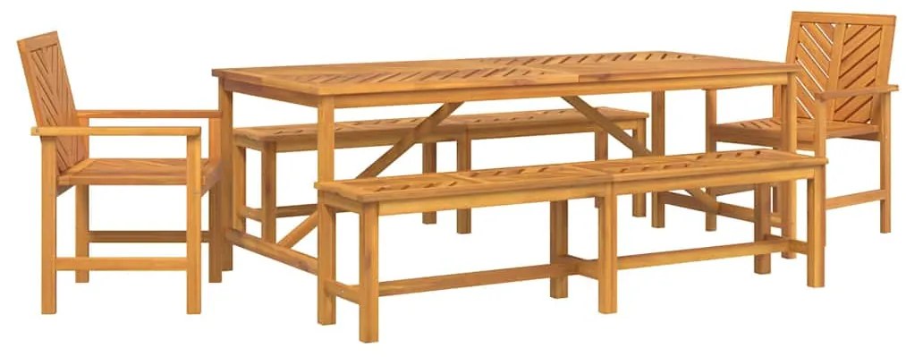 Conjunto de Jantar de Jardim com 5 Peças de Madeira Sólida de Acácia
