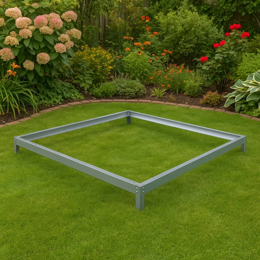 Fundação em aço galvanizado para estufa 190 x 190 x 12 cm Prateado