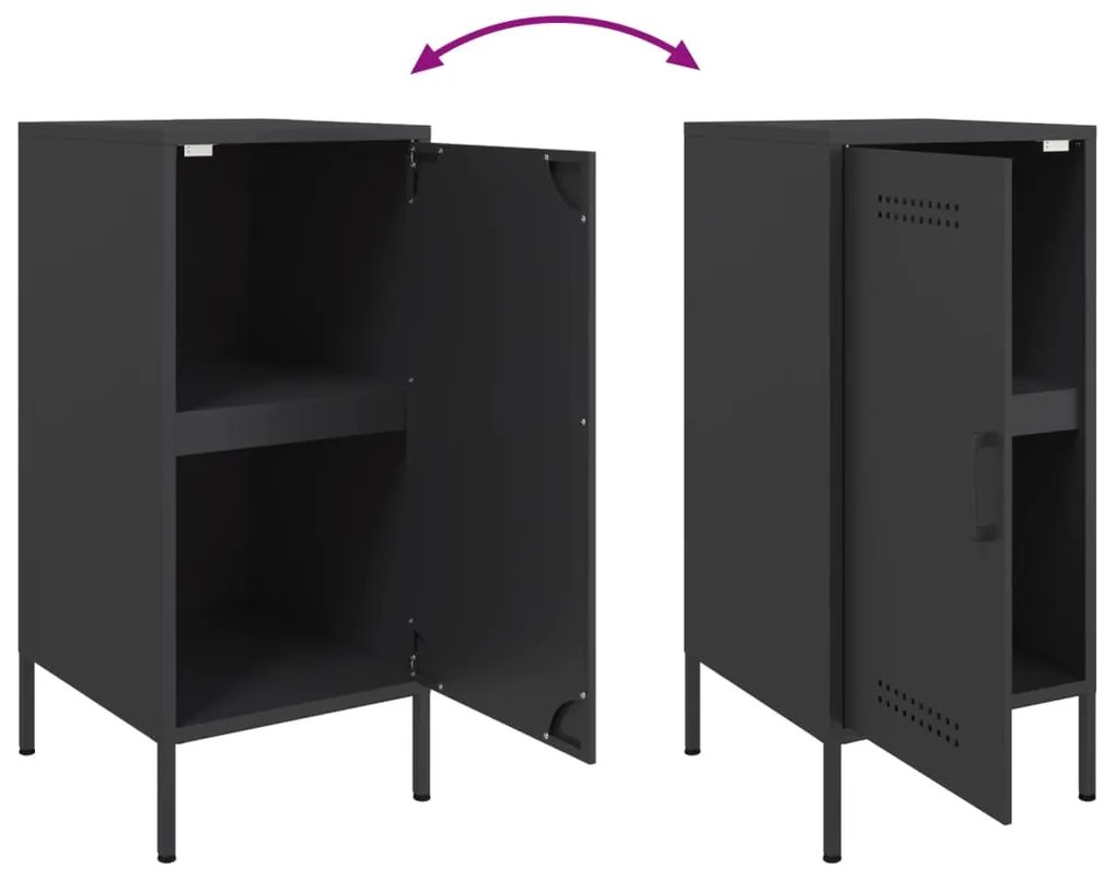 Aparadores 2 pcs 36x39x79 cm aço preto