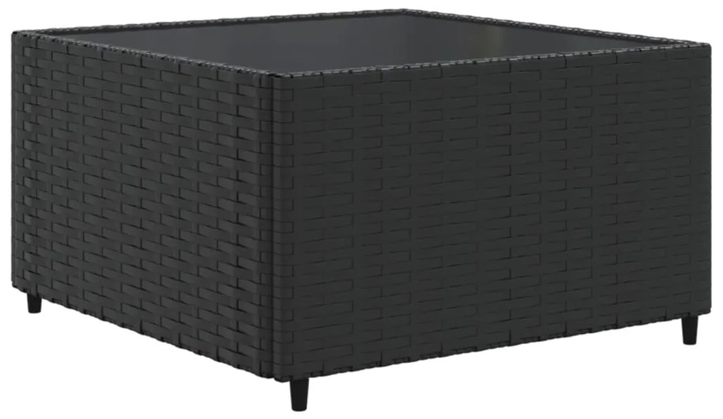 5 pcs conjunto lounge de jardim c/ almofadões vime PE preto