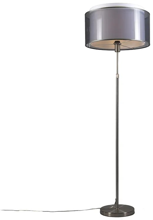 Candeeiro de pé em aço com abajur preto e branco 47 cm ajustável - Parte Design,Moderno