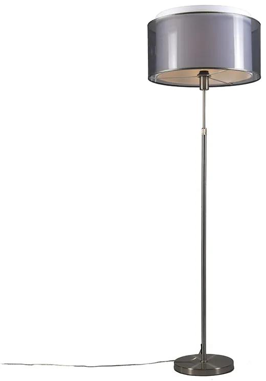 Candeeiro de pé em aço com abajur preto/branco 45 cm ajustável - Parte Design,Moderno