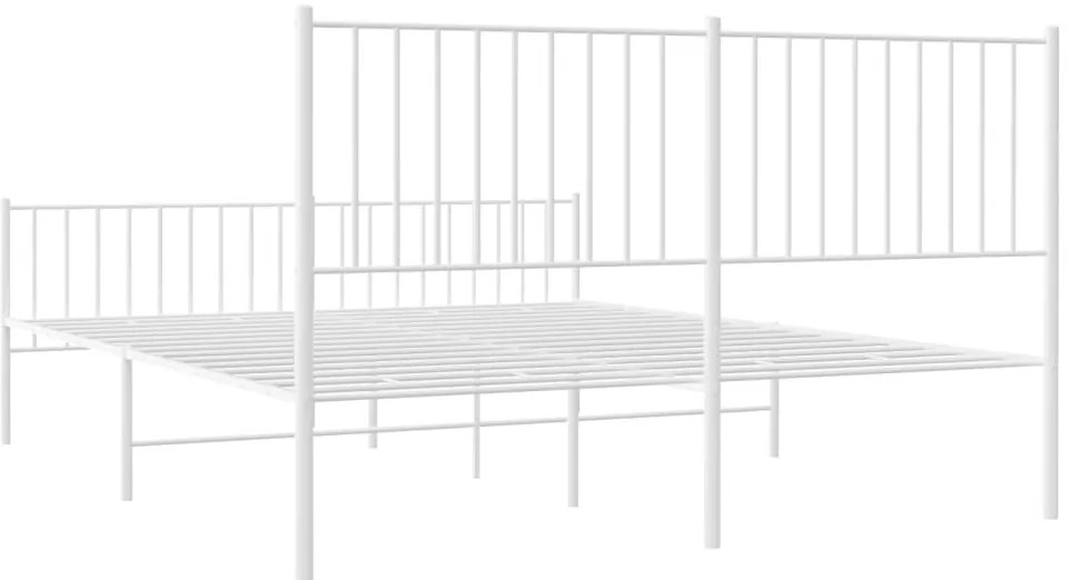 Estrutura de cama com cabeceira e pés 160x200 cm metal branco