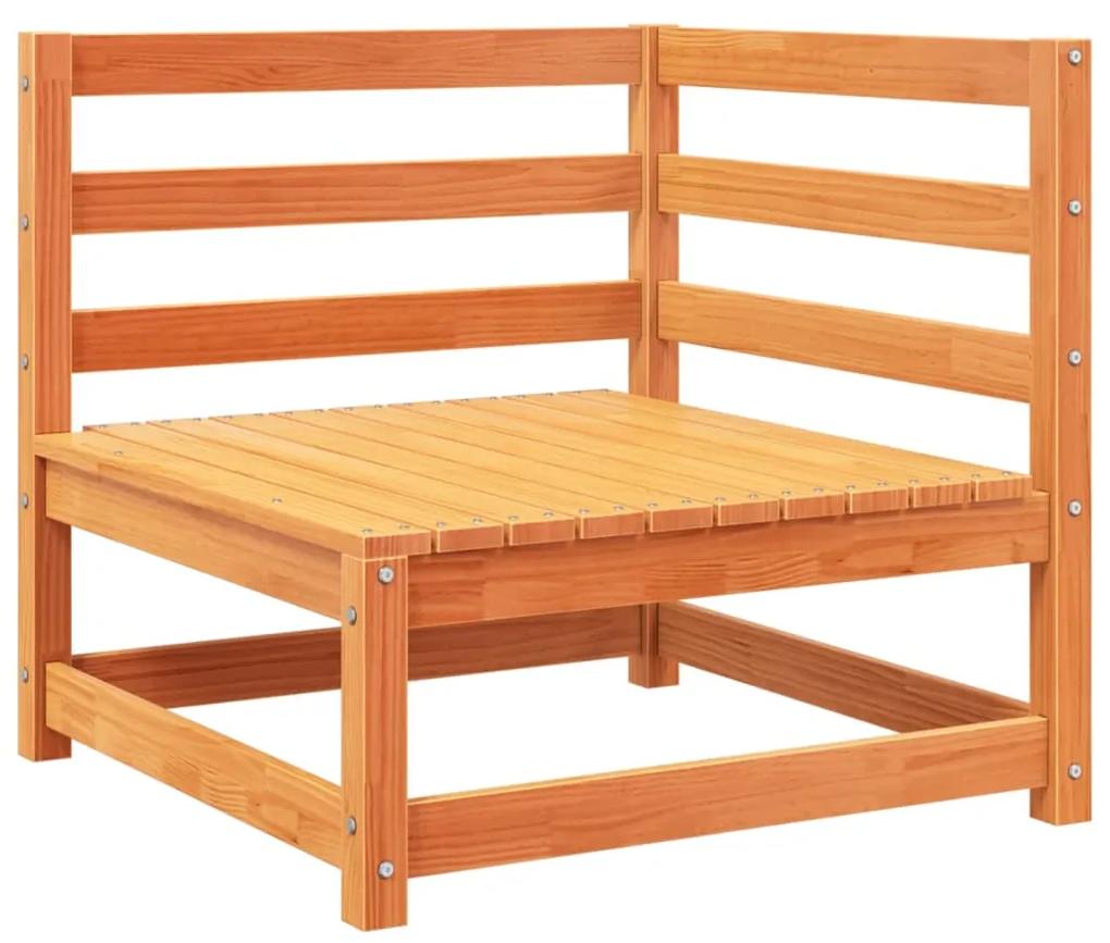 3 pcs conjunto sofás de jardim madeira de pinho castanho cera