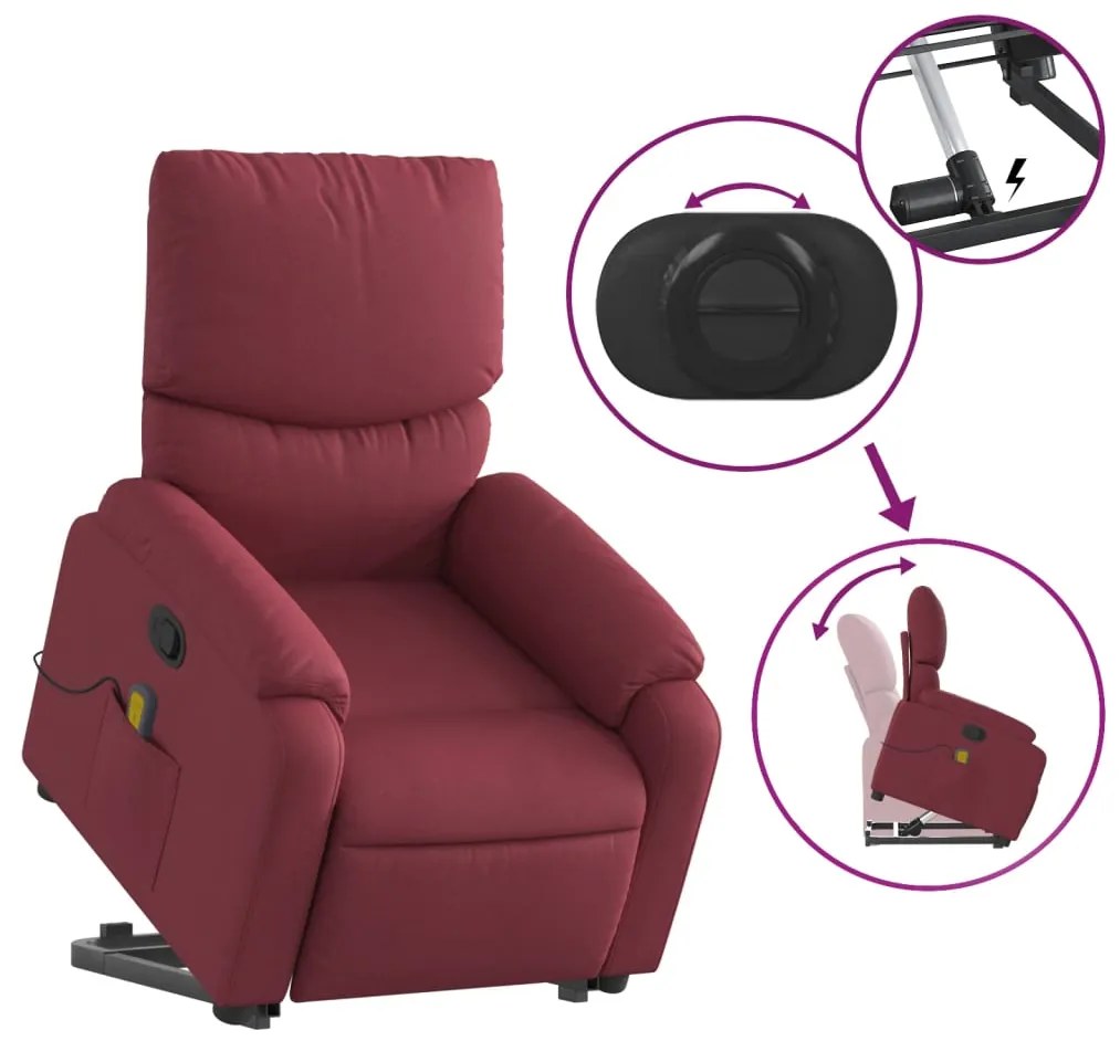 Poltrona de massagens reclin. elevatória tecido vermelho tinto