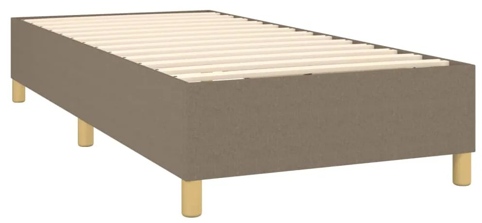 Cama box spring c/ colchão/LED 90x200 cm tecido castanho-escuro