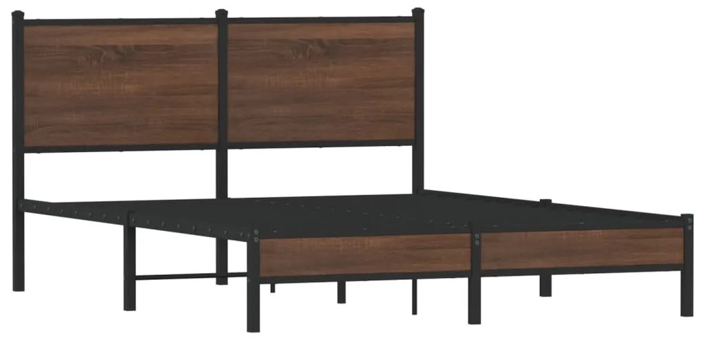 Estrutura cama sem colchão 150x200cm metal carvalho castanho