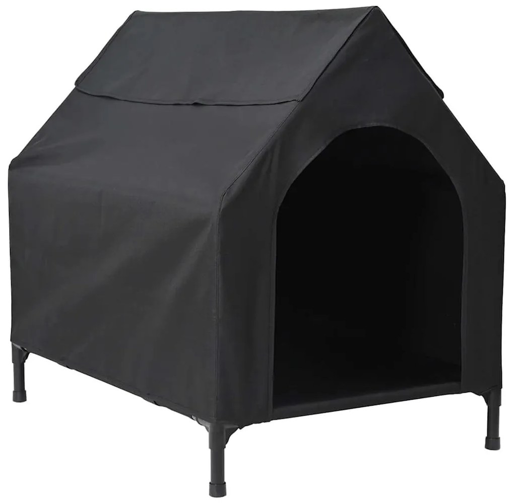 Casa para Cão Preto Tecido Oxford e Aço