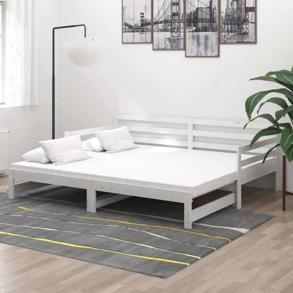 806956 vidaXL Estrutura sofá-cama de puxar 2x(90x200) cm pinho maciço branco