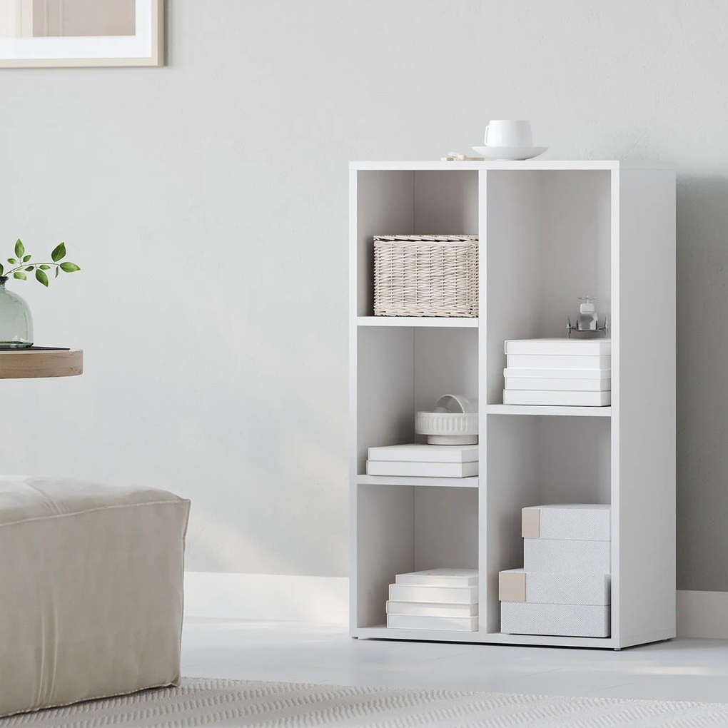 Estante para livros, com 5 compartimentos 24 x 50 x 80 cm branco
