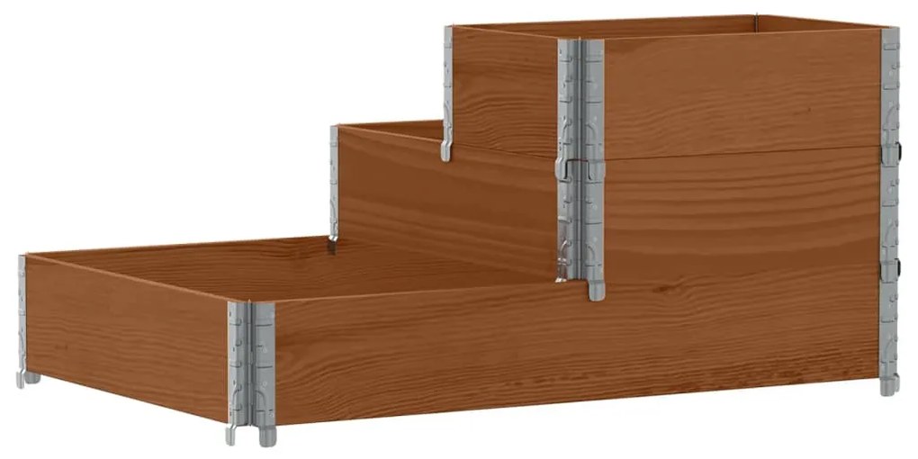 Canteiro elevado de 3 níveis 120x80 cm pinho maciço castanho