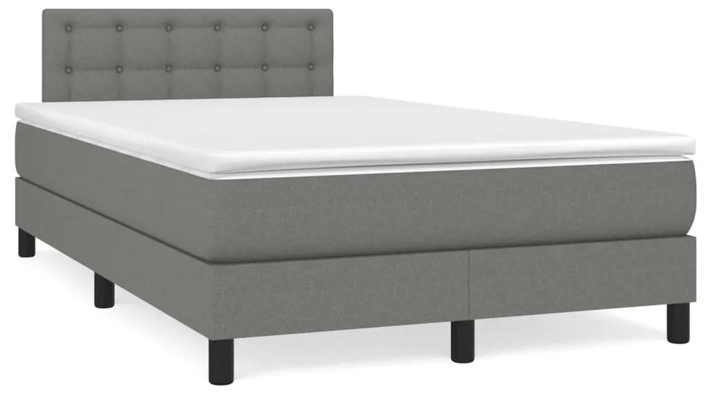 vidaXL Cama box spring c/ colchão e LED 120x190 cm tecido cinza-escuro