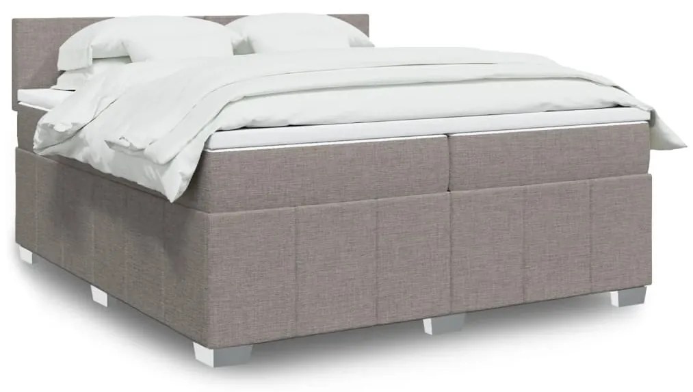 vidaXL Cama com molas/colchão 200x200 cm tecido castanho-acinzentado
