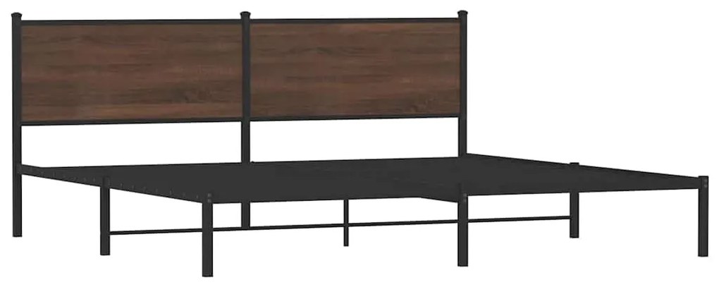 Estrutura cama sem colchão 193x203 cm metal carvalho castanho