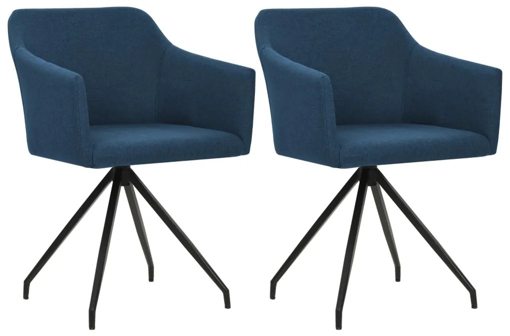 vidaXL Cadeiras de jantar giratórias 2 pcs tecido azul