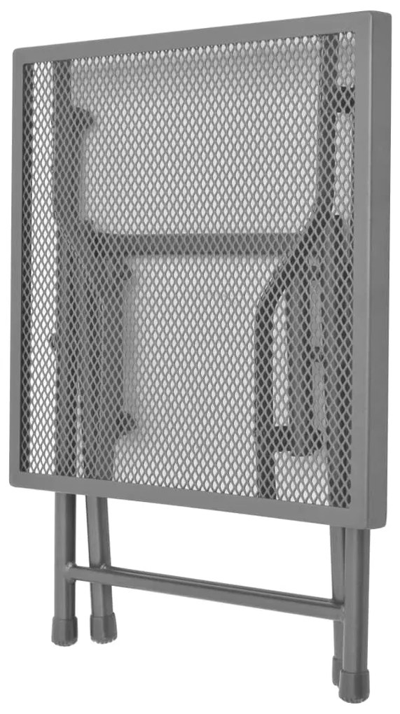 Espreguiçadeiras com mesa 2 pcs aço antracite