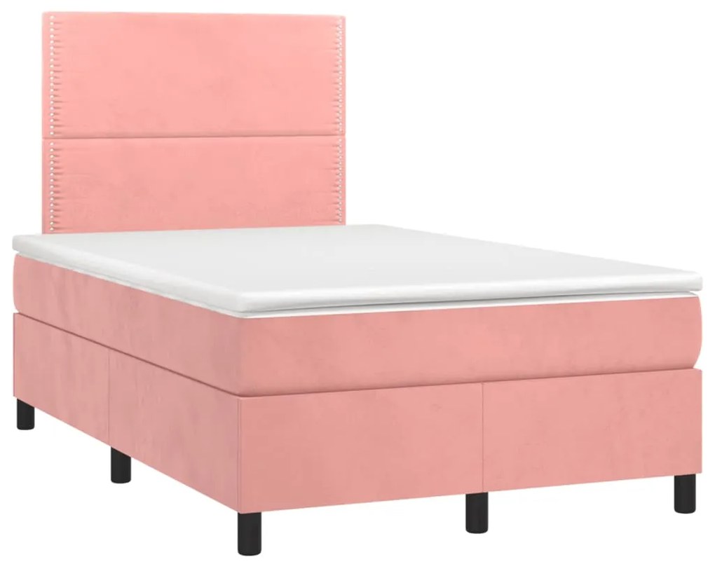 Cama box spring c/ colchão luzes e LED 120x190 cm veludo rosa