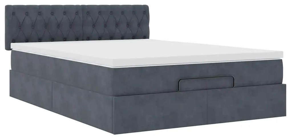 Estrutura de cama otomana com colchão 140x200cm cinzento escuro
