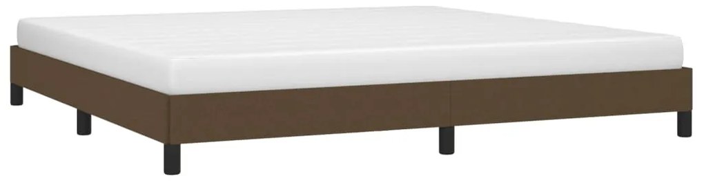 Estrutura de cama sem colchão 200x200 cm tecido castanho-escuro