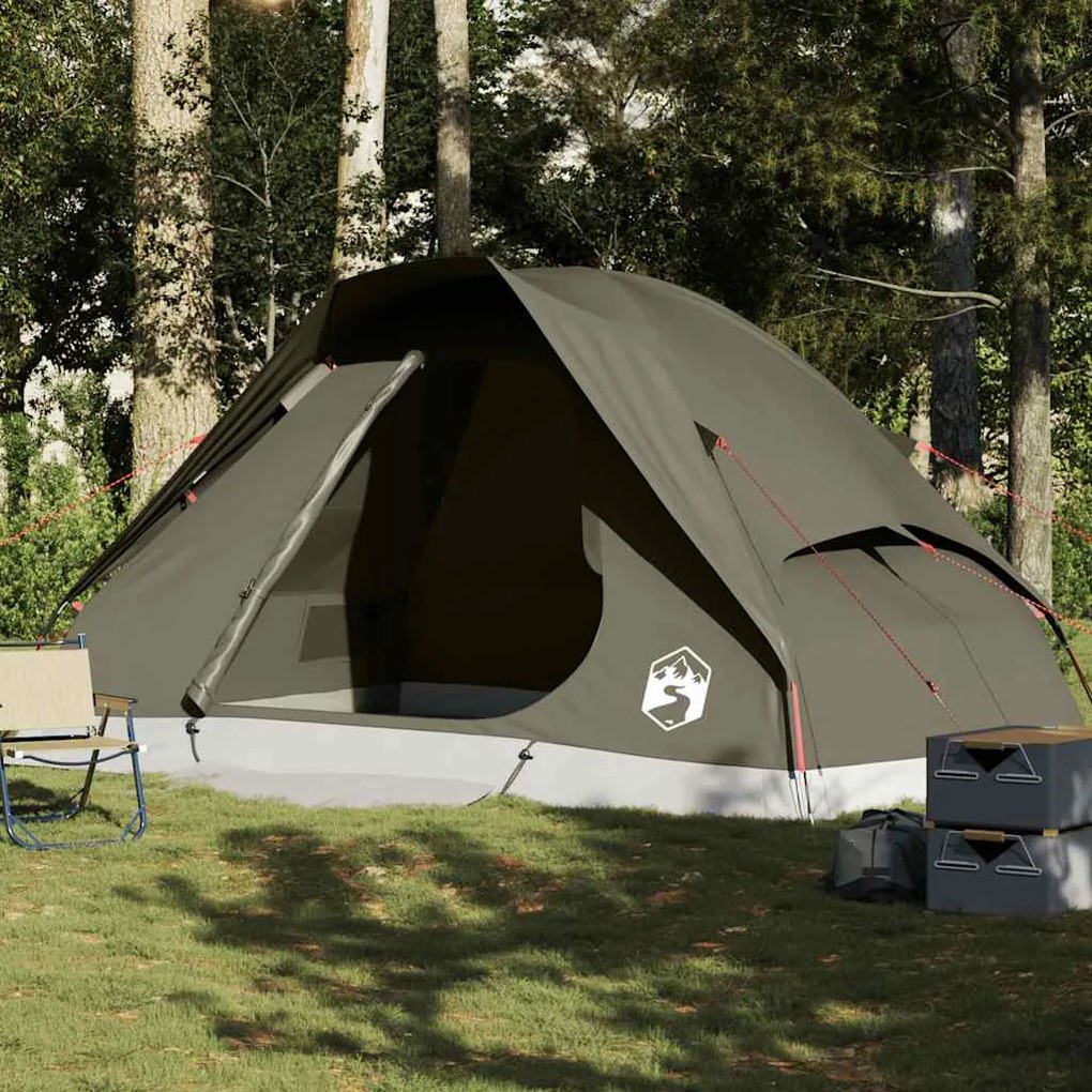 Tenda familiar em cúpula para 6 pessoas impermeável castanho