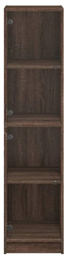 Aparador Soft - Com Portas de Vidro - Cor Castanho - 35x37x142 cm - De