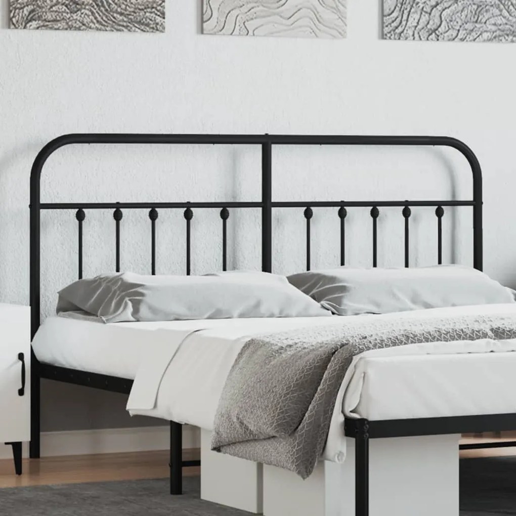 vidaXL Cabeceira de cama 180 cm metal preto